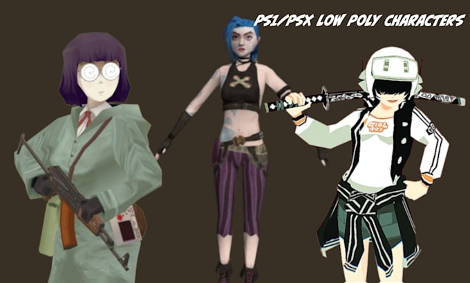 create rig texture animate low poly 3d models in psx ps1 ps2 n64 y2k styles