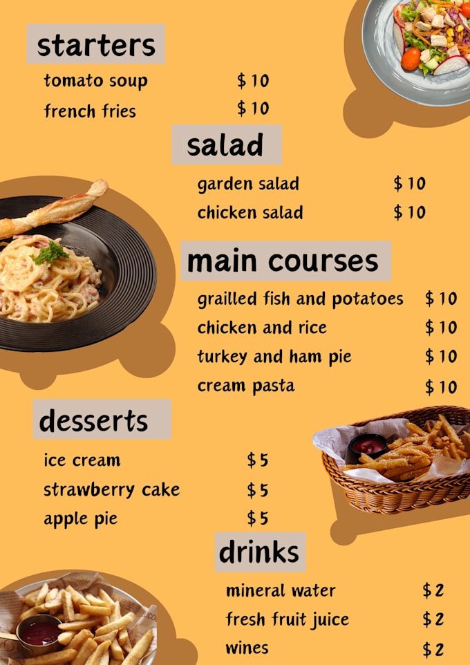 design awesome restaurant menu, food menu