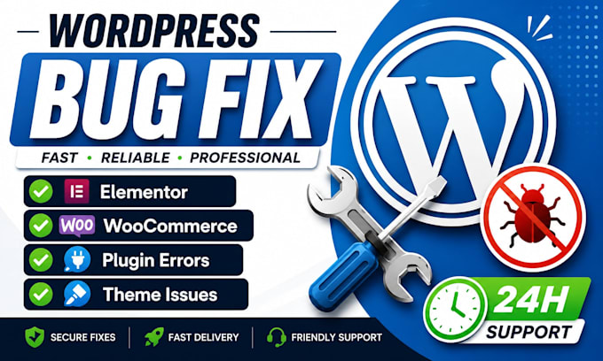 fix wordpress errors, bugs, and elementor issues