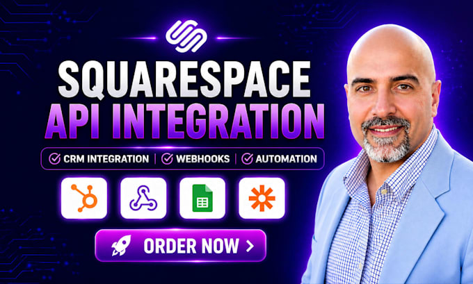build custom squarespace API integration, webhooks and CRM automation