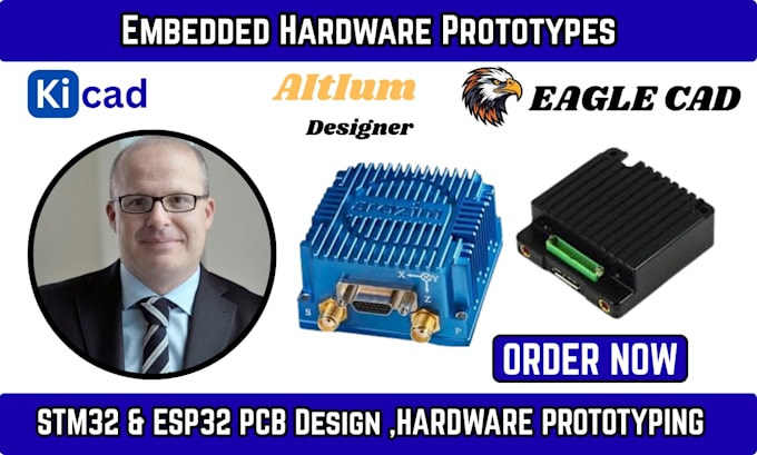 design pcb and electronics hardware prototypes for stm32 esp32 projects