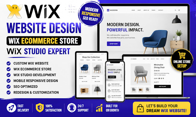 design wix website, wix ecommerce store, online store or wix studio website