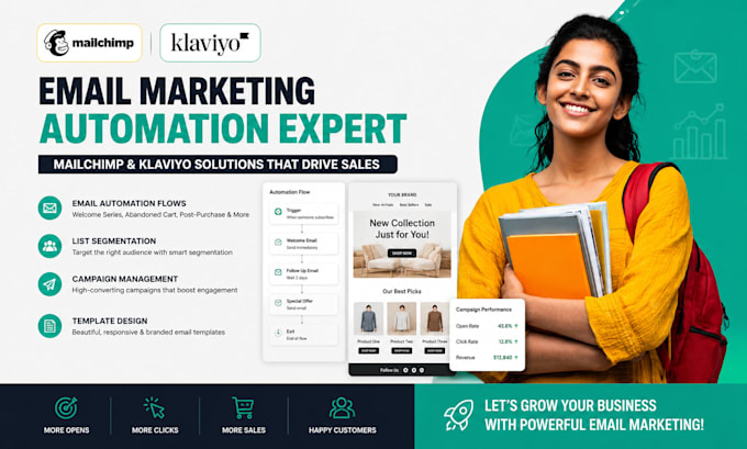 do mailchimp klaviyo email automation flows campaign template list segmentation