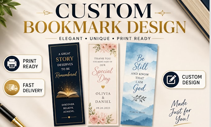 create custom author bookmark design for book promotion and branding