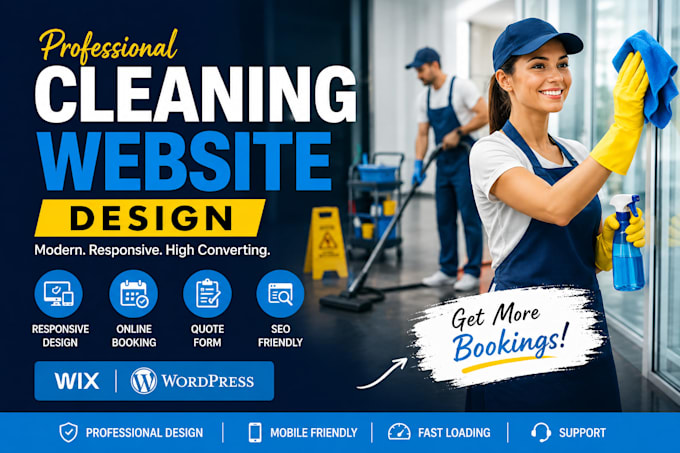 design wordpress cleaning website, janitorial wix website design, office website