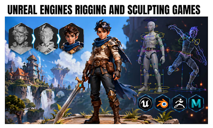 design unreal engines rigging and sculpting for you professionally