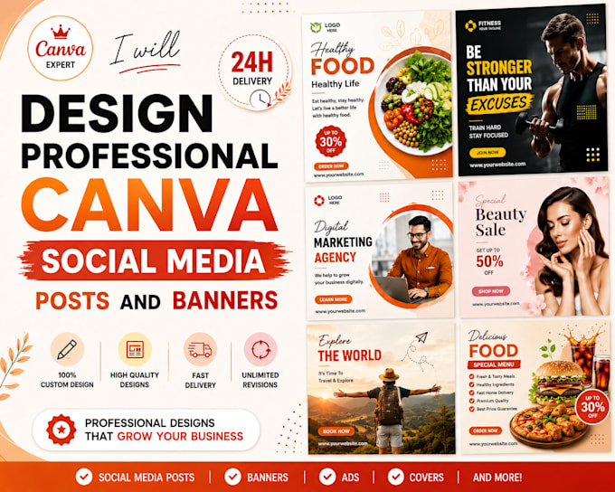 design professional canva social media post and banners