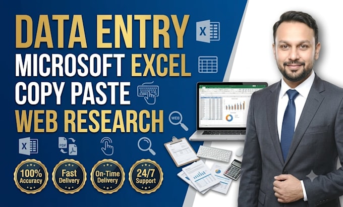 do accurate data entry, excel, copy paste, and web research