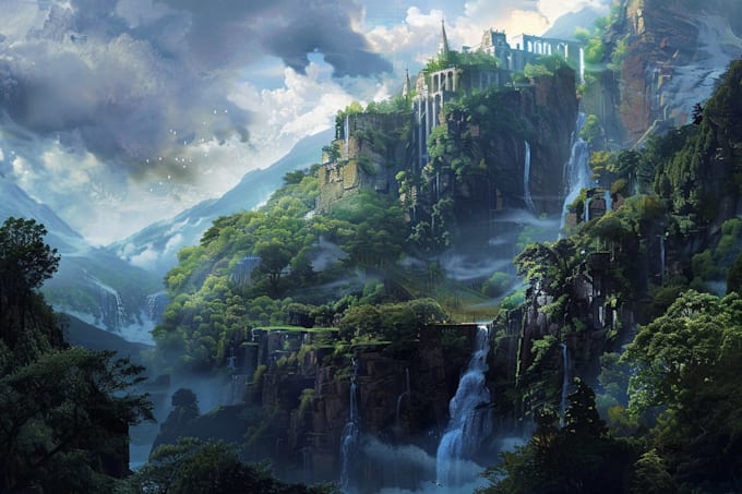 do fantasy landscape illustrations