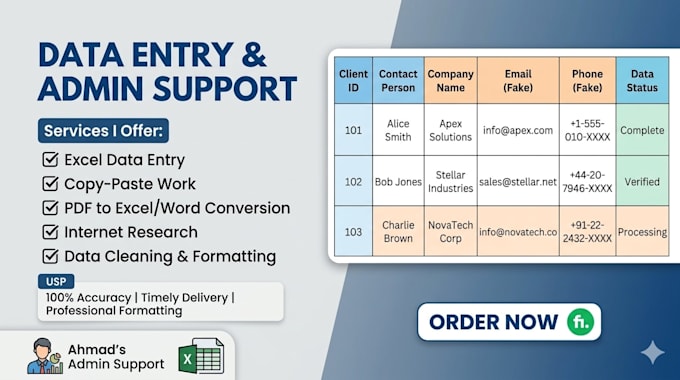 do professional data entry, document control, and excel work