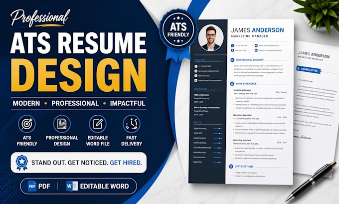 create an ats friendly professional resume and CV design