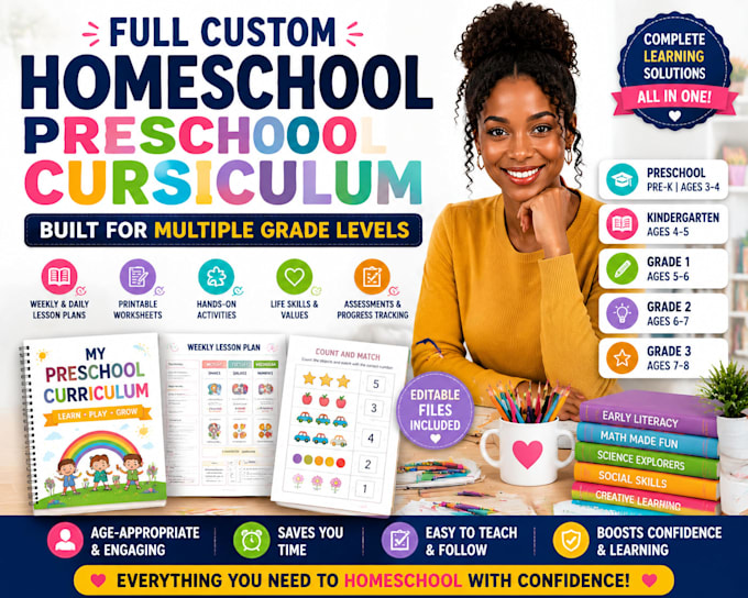 build a full custom homeschool preschool curriculum for multiple grade levels