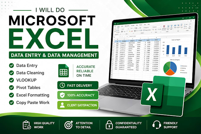 do microsoft excel data entry, data cleaning, vlookup