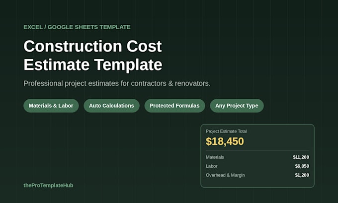 create a custom construction cost estimate spreadsheet