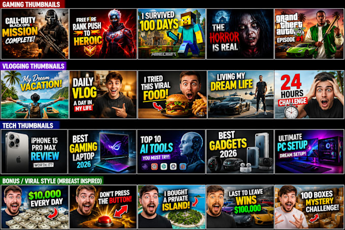 design professional youtube thumbnail for any niche