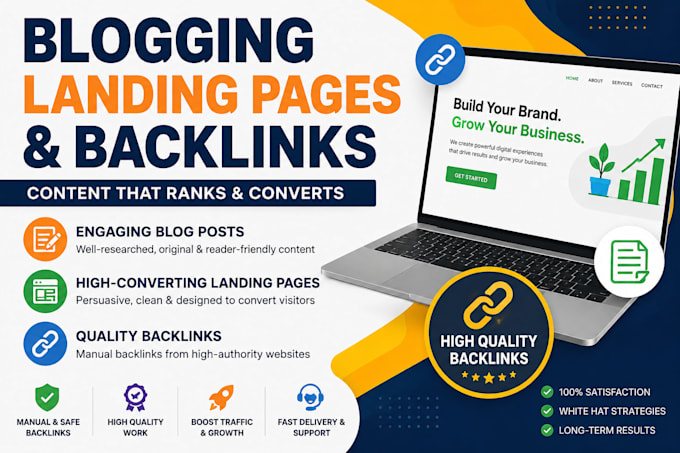 built blogging website backlinks and landing page