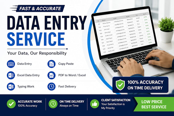 do past and accurate data entry, typing, copy paste work