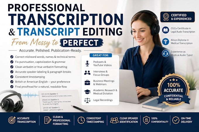 edit ai transcripts for accuracy, punctuation, and formatting
