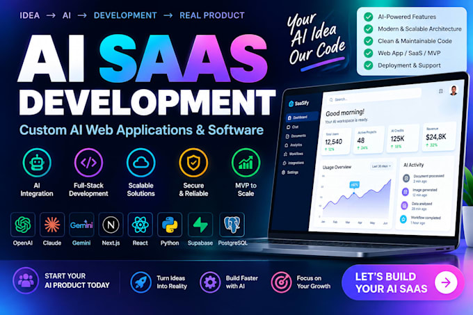 develop ai saas web applications, ai agents and python automation software