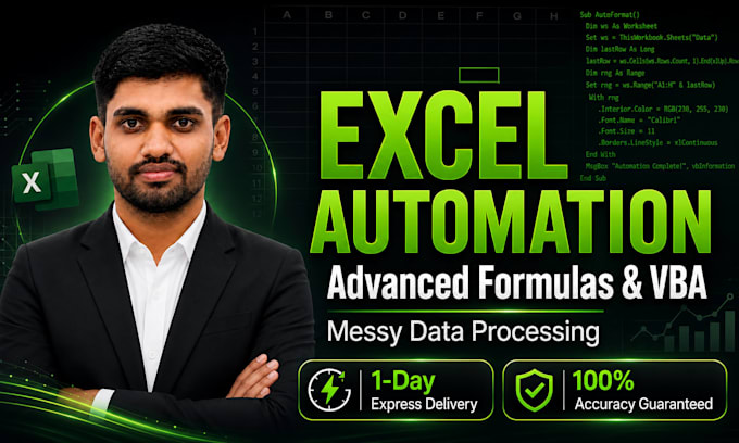 automate excel spreadsheets, fix advanced formulas and clean messy data