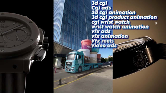 create 3d cgi product animation, cgi ads, vfx and wrist watch animation