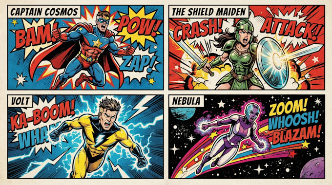 design amazing superhero pop art illustrations