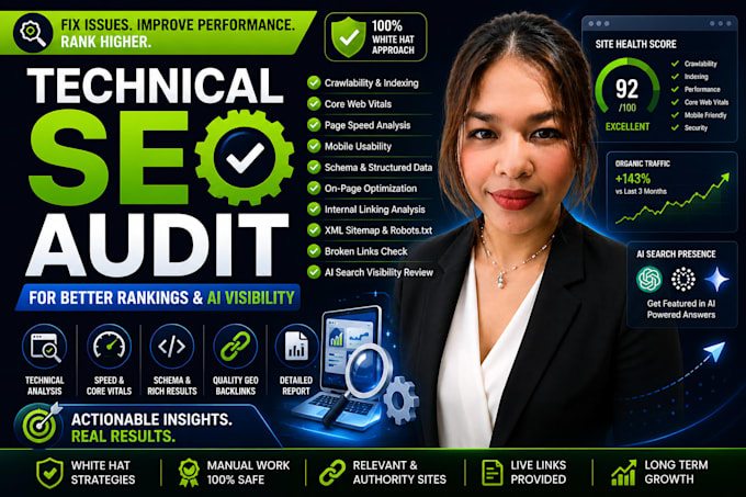 provide technical SEO audit and GEO backlinks