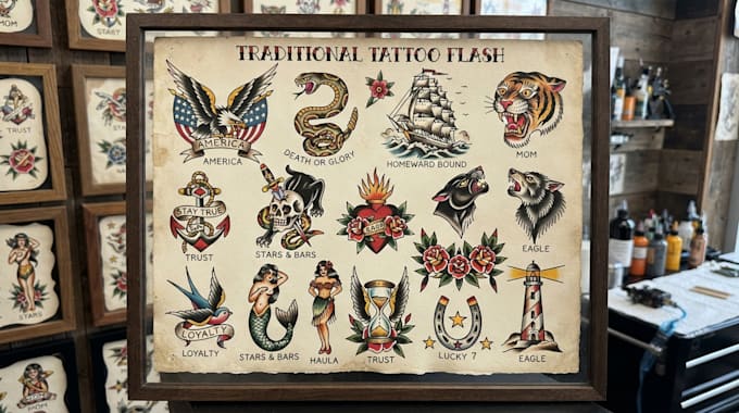 create awesome old school tattoo style design