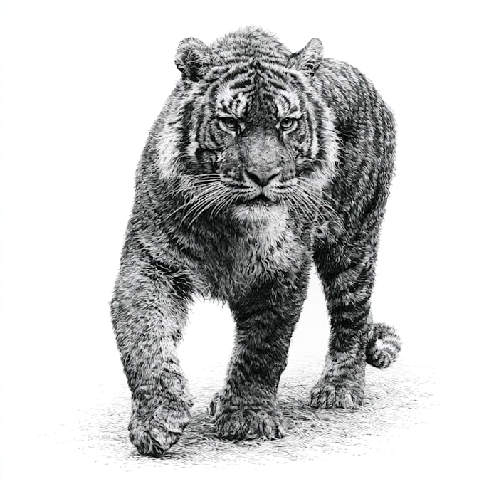 create a black and white pen and ink illustration