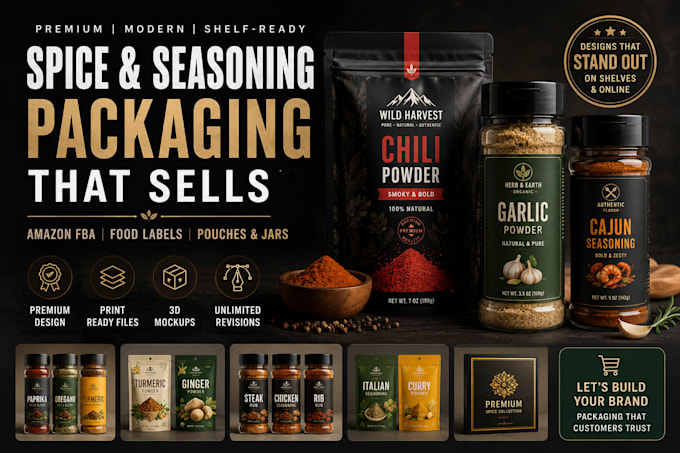 create premium spice packaging and food label design