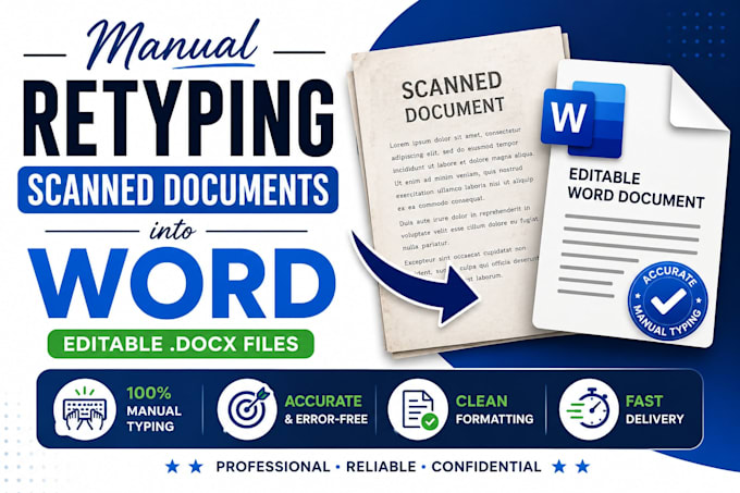 manually retype scanned documents to word