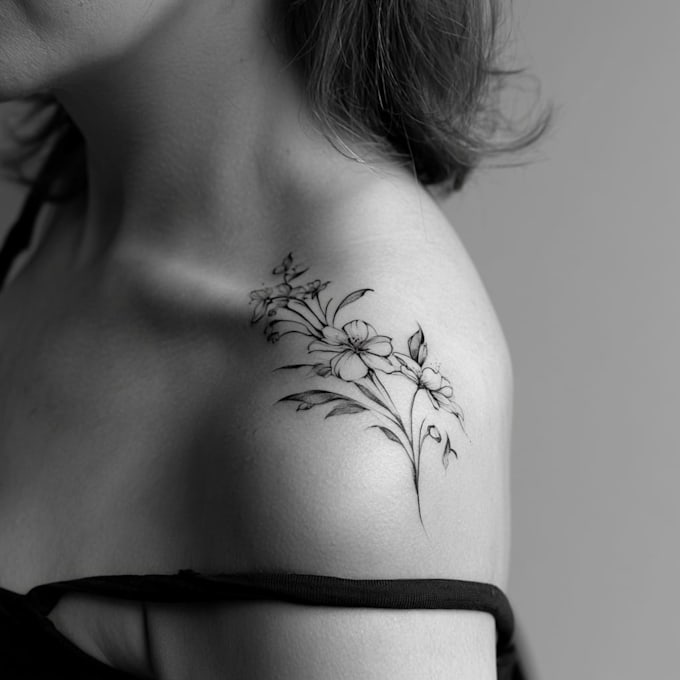create a fine line flower tattoo