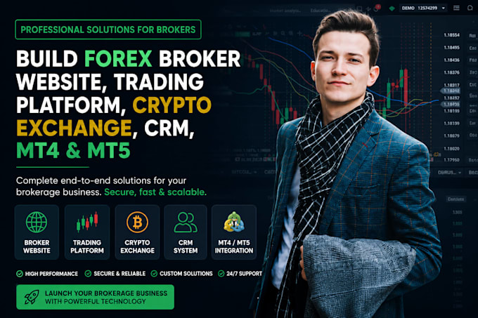 build a forex broker website, crypto trading platform, CRM, mt4 and mt5