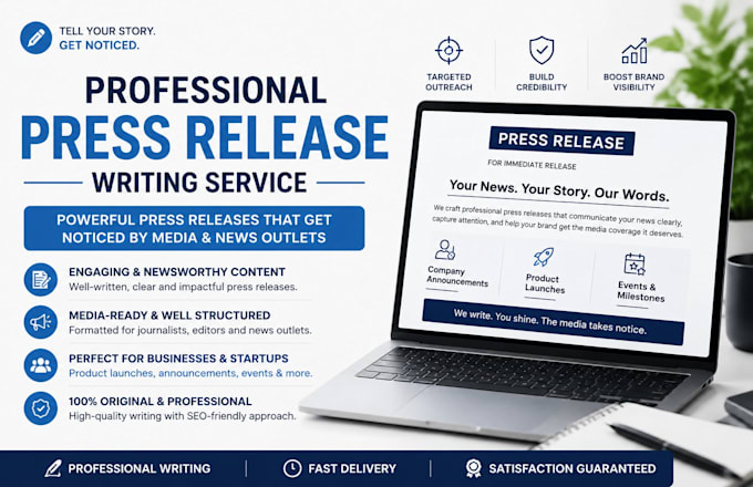 write professional press releases for media coverage and news outlets