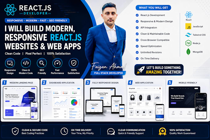 build a responsive react js website or frontend web application