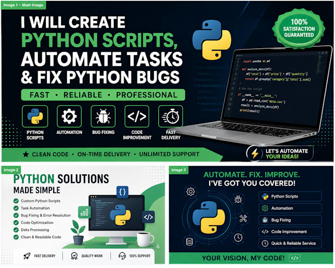 create python scripts, automate tasks, and fix python bugs