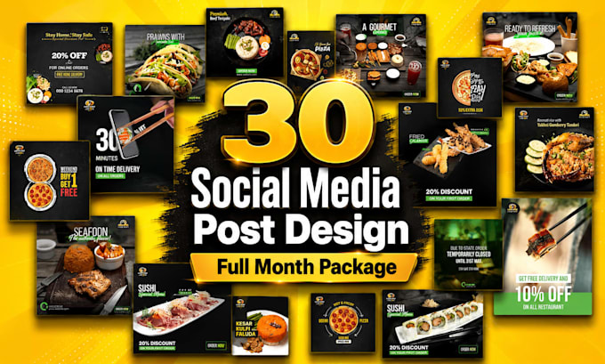 create 30 unique social media posts designs for whole month