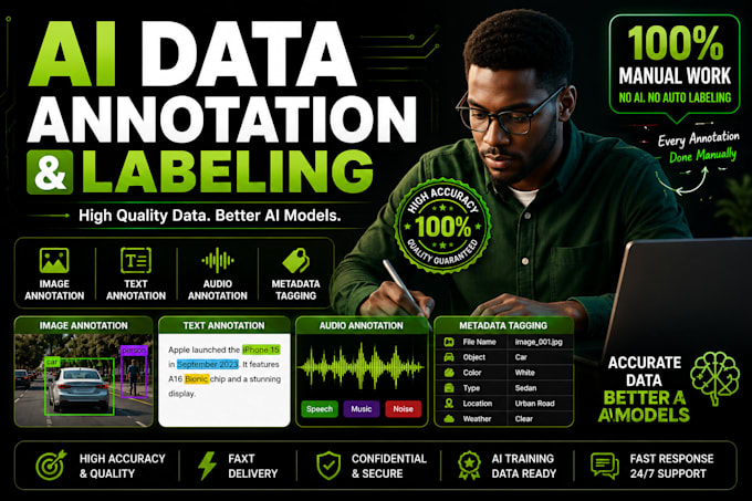 provide quality manual ai data annotation and labeling