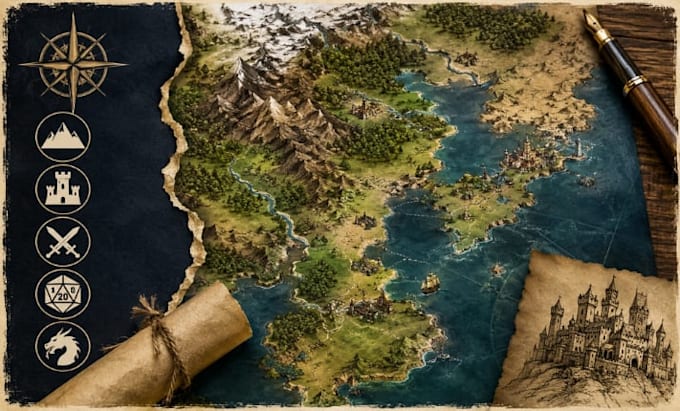 create fantasy map, dnd map, rpg map, battle map, world building map
