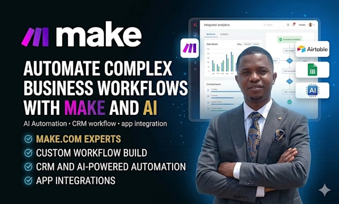 build custom make com automation workflows for your business, make automation