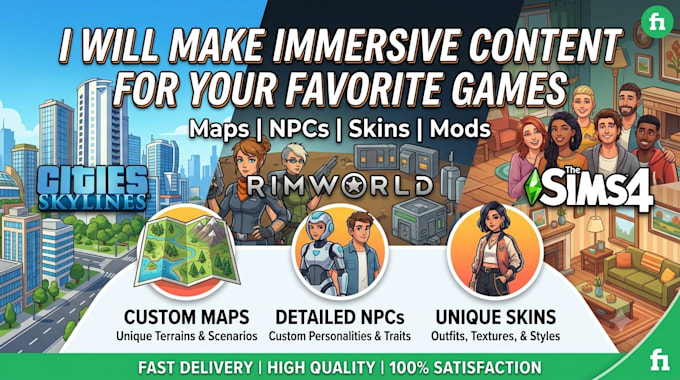 create immersive maps, npcs, skins for cities, skylines rimworld sims