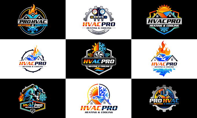 design a professional hvac heating and air conditioning logo