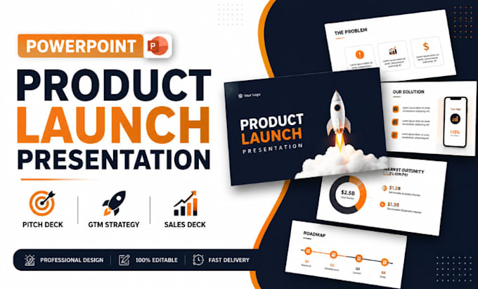 powerpoint product launch presentation, pitch deck and gtm sales deck ppt design