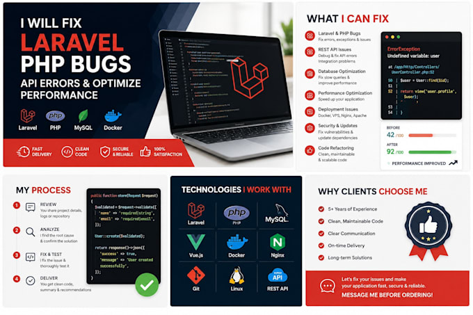 fix laravel PHP docker bugs, API errors and optimize performance
