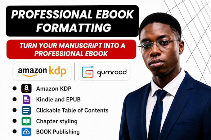 do ebook formatting and upload to amazon KDP or gumroad