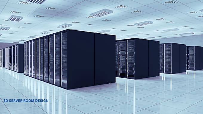 provide 3d server room design, server farm, IT server room, data center design