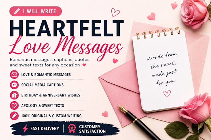 write heartfelt love messages, romantic quotes and captions