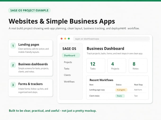 create a business website, dashboard, or simple web app