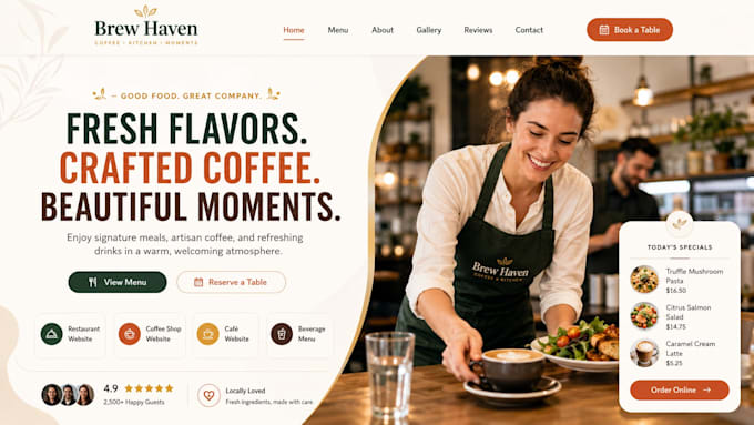 build squarespace restaurant website coffee shop website café website beverage