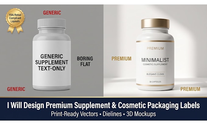 design supplement label, cosmetic label, product label